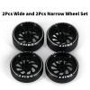 Abendor New 10 Spoke Durable Aluminum Alloy Rims with Logo Tires for Wltoys K969 K989 K929, [2N+2W] 4 Pcs Rc Drift Wheels with Rc Drift Car Tires for 1/24 1/28 Mini-Q HGD1 HGV1 Upgrade Parts (Black) view 2