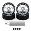 Abendor 4Pcs 10 Spoke 22.4mm 1/28 Rc Car Drift Wheel Hub with Logo Rc Car Drift Tires,[2N+2W] Durable for 1/28 Mini-Q HGD1 Mini-Z DRZ Wltoys K969 RC Drift Car Upgrade Parts (Silver) view 1