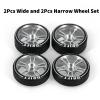 Abendor 4Pcs 10 Spoke 22.4mm 1/28 Rc Car Drift Wheel Hub with Logo Rc Car Drift Tires,[2N+2W] Durable for 1/28 Mini-Q HGD1 Mini-Z DRZ Wltoys K969 RC Drift Car Upgrade Parts (Silver) view 2