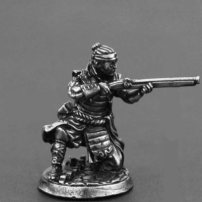 Alloy Samurai Model, Ancient Mini Warrior Model Toy, Japanese Style Table Games and Chess Decoration Military Manual, DIY Alloy Samurai Doll (Gunner Warrior-C)