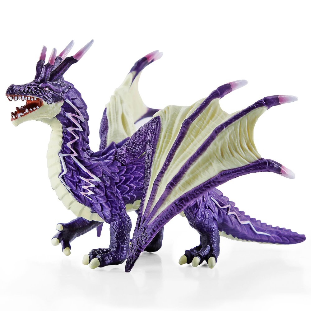 RECUR Thunder Dragon Action Figurine, 7.4 Inch Purple Dragon Toys for Boys Girls Kids, RPG Figures Miniatures for Tabletop Display & Roleplaying, Collectors Toy Age 3 +