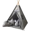 RONGFA Kids Teepee Tent with White Pom Pom - Indoor Play Teepee for Children Boys Portable Play House (Grey) view 2