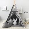 RONGFA Kids Teepee Tent with White Pom Pom - Indoor Play Teepee for Children Boys Portable Play House (Grey) view 3