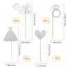 24 Pcs Glitter Bride Cupcake Toppers Silver Bridal Shower Cupcake Picks with Heart Ring Dress for Wedding Engagement Anniversary Party Cake Decorations view 2