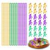 YAXINRUI Mardi Gras Beads Necklaces and King Cake Babies, Multi Colors 24Pcs Party Beads Necklaces + 24Pcs Mini Plastic Babies Mardi Gras Accessories for Mardi Gras Party, Party Favors view 1