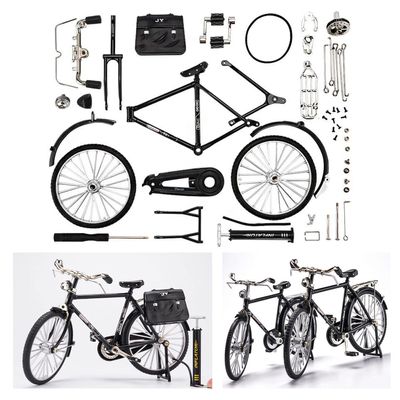 2025 New 51 Pcs DIY Retro Bicycle Model Ornament For Kids, Creative 1:10 Simulation Mini Bicycle Model Scale Kit With Inflator and Briefcase, Finger Bike Models Toys For Desktop Decoration Ornament