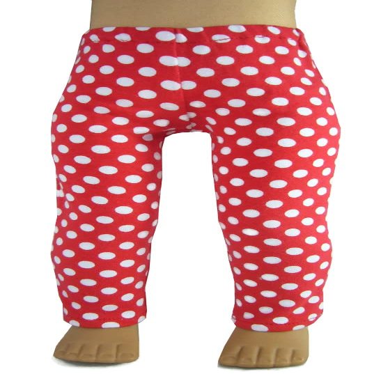 Red White Polka Dot Christmas Leggings for 18 inch Dolls Doll Clothes