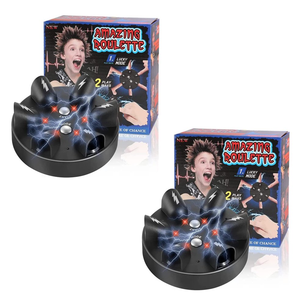 2025 Shock Roulette Party Game -New VersionElectric Finger Lie Detector, Interesting Polygraph Party Game Toy, Finger Shock Game for Family Party, Decompression Funny Toy for 2-6 Palyers (2 PCS)