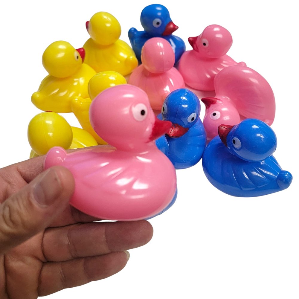 Colorful Floating Weighted Duckies (12 Pack) Plastic Duck Pond Floater. (2.75") Fun Bath Tub Pool Play Toy. (Colorful)