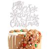 1 PCS Baby's 1st Christmas Cake Topper Assembled Glitter Baby Shower Xmas Snowflake Cake Pick for Merry Christmas Happy New Year Holiday Birthday Party Cake Decorations Supplies Silver view 1