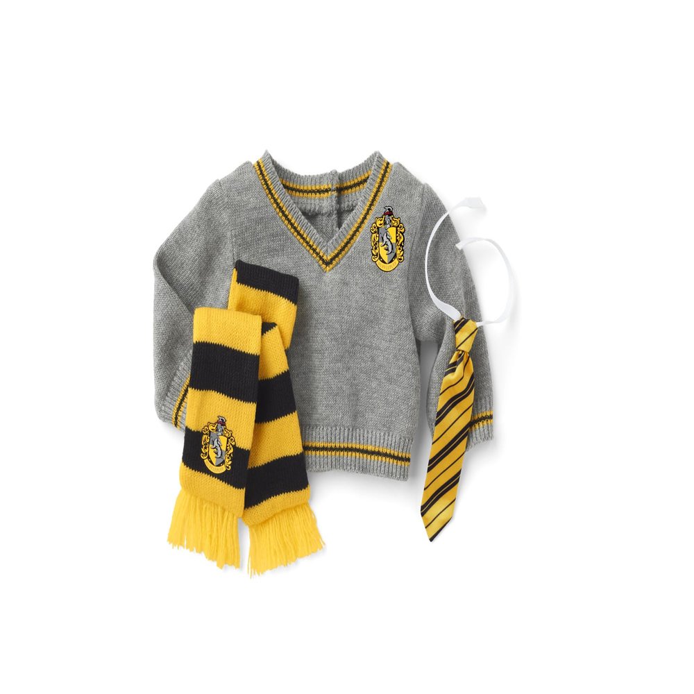 American Girl Harry Potter 18-inch Doll Hufflepuff Outfit with Sweater and Scarf Featuring House Crest, For Ages 6+