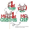 1 PCS My 1st Christmas Cake Topper Assembled Glitter Baby Shower First Christmas Deer Cake Pick for Merry 1st Christmas New Year Holiday Baby Shower Kids Birthday Party Cake Decorations Supplies view 2