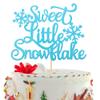 1 PCS Sweet Little Snowflake Cake Topper Glitter Winter Frozen Theme Little Snowflake Cake Pick for Winter Wonderland Baby Shower Kids Birthday Party Cake Decorations Supplies Blue view 1