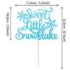 1 PCS Sweet Little Snowflake Cake Topper Glitter Winter Frozen Theme Little Snowflake Cake Pick for Winter Wonderland Baby Shower Kids Birthday Party Cake Decorations Supplies Blue view 3
