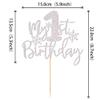 1 PCS My 1st Birthday Cake Topper Assembled Glitter First Birthday Snowflake Cake Pick Winter Frozen Snowflake Cake Decoration for Winter Wonderland Baby Shower Kids 1st Birthday Party Supplies Silver view 3