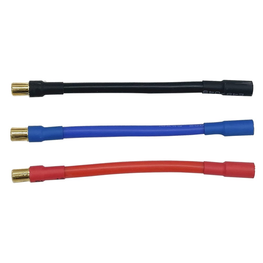 3pcs/Set 6.5MM Bullet Male to Female 10AWG 10CM ESC Extension Cable for RC Car Boat Brushless Motor ESC (6.5mm Male to 6.5mm Female)