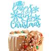 1 PCS Snowflake Baby's 1st Christmas Cake Topper Assembled Glitter Baby Shower Xmas Winter Snowflake Cake Pick for Merry Christmas New Year Holiday Birthday Party Cake Decorations Supplies Blue view 1