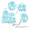 1 PCS Snowflake Baby's 1st Christmas Cake Topper Assembled Glitter Baby Shower Xmas Winter Snowflake Cake Pick for Merry Christmas New Year Holiday Birthday Party Cake Decorations Supplies Blue view 2