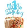 1 PCS Snowflake My 1st Birthday Cake Topper Assembled Glitter First Birthday Snowflake Cake Pick for Winter Wonderland Theme Baby Shower Kids 1st Birthday Party Cake Decorations Supplies Blue view 1