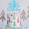 1 PCS Snowflake My 1st Birthday Cake Topper Assembled Glitter First Birthday Snowflake Cake Pick for Winter Wonderland Theme Baby Shower Kids 1st Birthday Party Cake Decorations Supplies Blue view 4