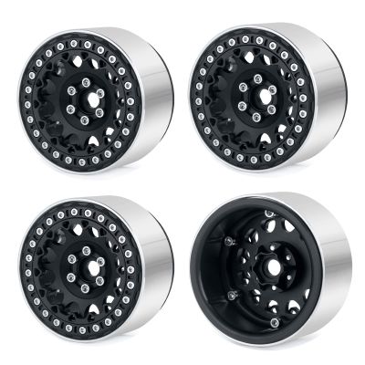 RCLIONS 2.2inch Beadlock Wheels 35mm RC Aluminum Rims for AXIAL Wraith RR10 TRX4 1/10th RC Crawler Truck Car (Black)