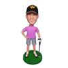 Mydedor Custom Bobble-Heads Figures Male Golfer Purple Shirt Figurines Customized Doll, Bobble Head Figures Handmade Personalized Car Dashboard Birthday Gift for Dad Friend Businessman Coworker view 1