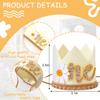 Agkvw Daisy 1st Birthday Crown - Groovy Hippie Style Costume Headwear, Felt Cloth, Handmade, Reusable, Velcro and Elastic Bands, Cream Brown Yellow/Orange, First Birthday Decoration for Girls view 2