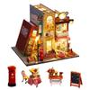 Miniature Book Shaped Cat Coffee House Cafe Model Wooden Handmade Dolls House DIY Dollhouse Furniture Kit Kid Puzzle Toy New Year Gift for Boy Girl view 1