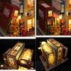 Miniature Book Shaped Cat Coffee House Cafe Model Wooden Handmade Dolls House DIY Dollhouse Furniture Kit Kid Puzzle Toy New Year Gift for Boy Girl view 3