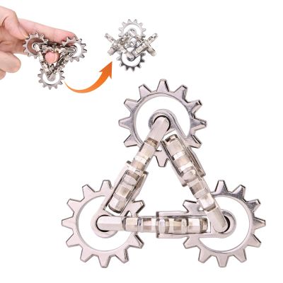 Infinity Gear Fidget Toy, Quiet Solid Metal Never Ending Fidget Toys, Keep Fingers/Hands Busy, Relieve Stress Anxiety, Unique Adults Fidget Toys for Office Home Gifts, Promotes Focus Avoid Bad Habits