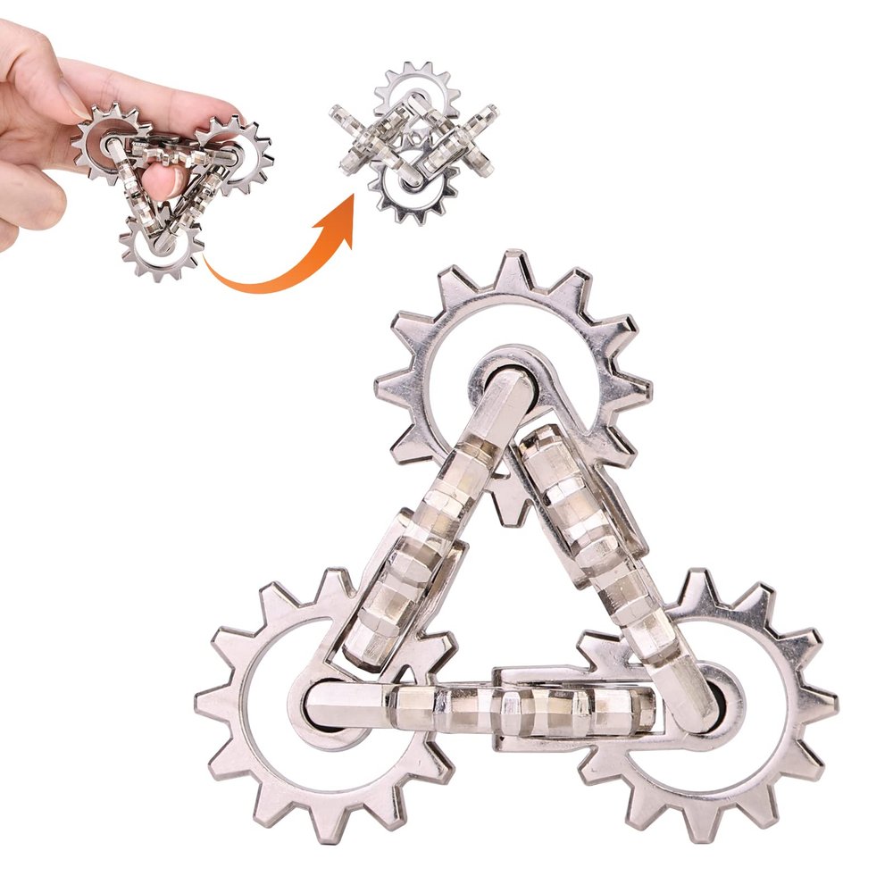 Infinity Gear Fidget Toy, Quiet Solid Metal Never Ending Fidget Toys, Keep Fingers/Hands Busy, Relieve Stress Anxiety, Unique Adults Fidget Toys for Office Home Gifts, Promotes Focus Avoid Bad Habits
