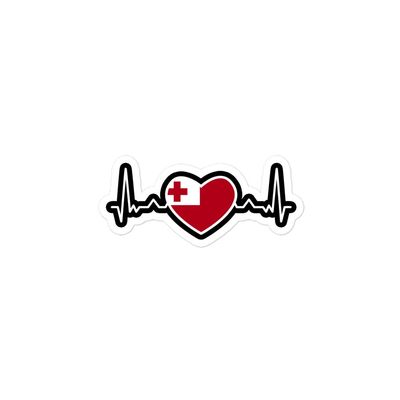 Tonga Flag Heartbeat Sticker Heart Pulse Line ECG Tongan Pride Patriotic Love Stickers Patriotism Sticker for Laptop, Phone, Water Bottle - Vinyl Country Decal