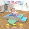 DUSACOM Foam Climbing Blocks for Toddlers, 4 Pieces Climbing Blocks for Toddlers 1-3, Soft Play Climbing for Toddlers, Baby Climbing Blocks Indoor(Blue/Green-4) view 4
