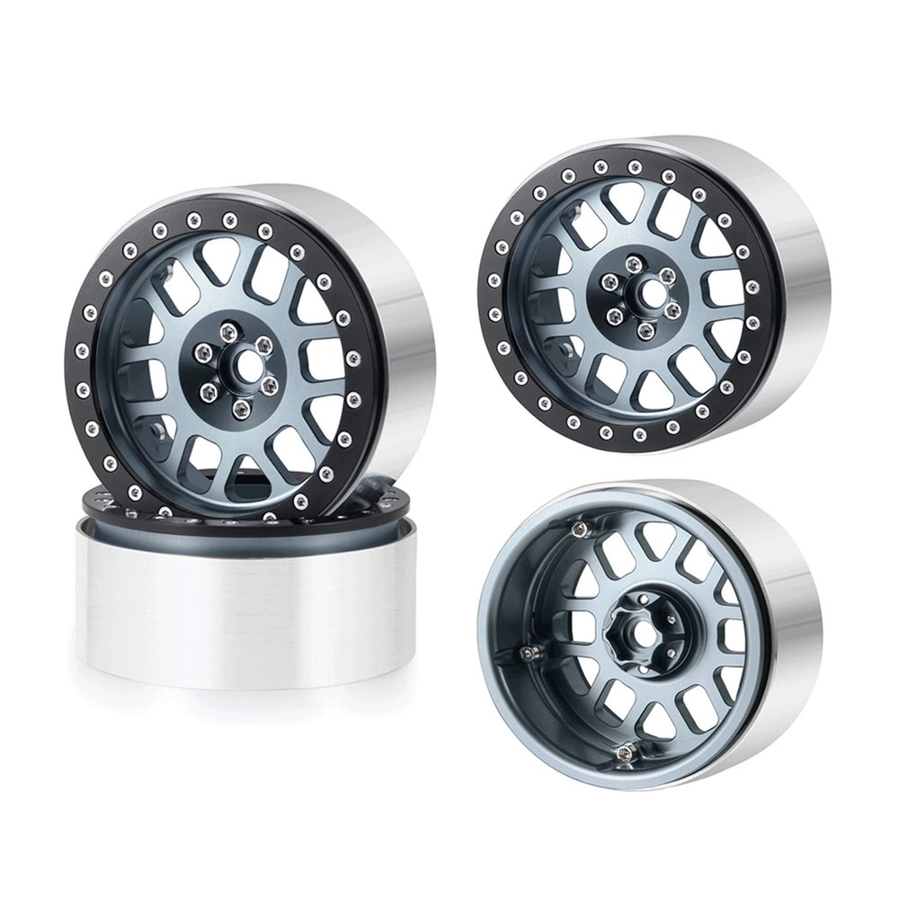 RCHUBAM Aluminum 2.6" Beadlock Wheels Rims for 1/10 Axial RR10 90048 90018 90053 Wraith Black Mamba 2.6" Mud Swamp Tires (Titanium Grey)