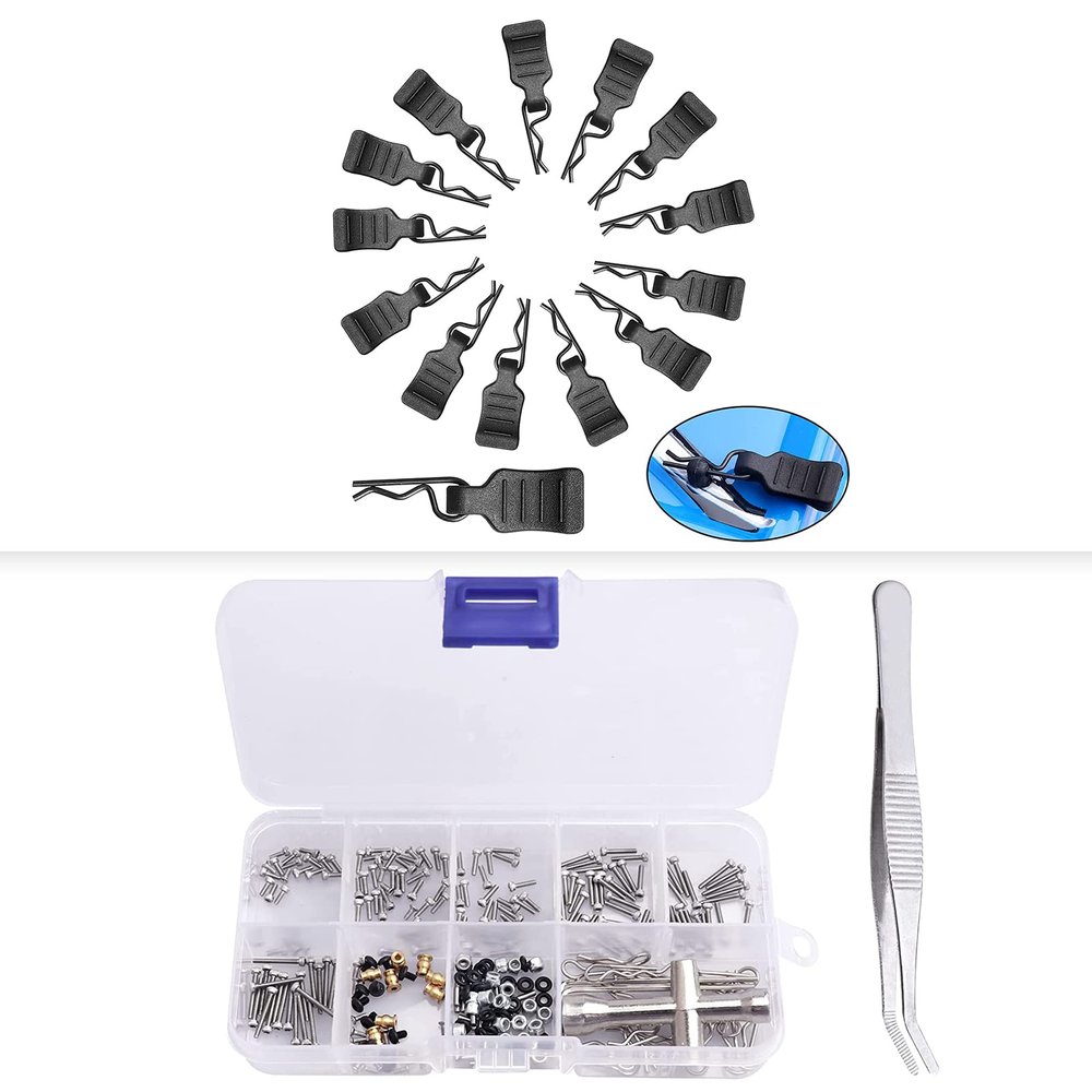 272pcs RC Screw Kit & RC Body Clips for Axial SCX24 1/24 Scale RC Crawler Accessories