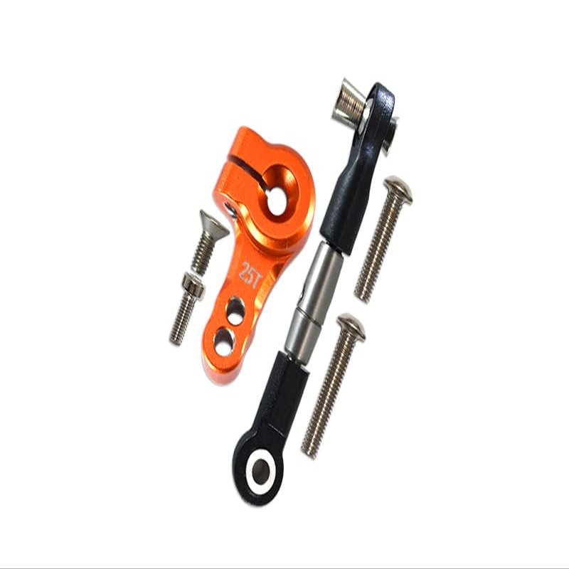 GPM Upgrades Spring Steel Tie Rod+25T Aluminum Servo Horn for Rusltler 4X4 VXL (67076-4) RC Cars (Orange)