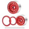 RCLIONS 2.2inch Beadlock Wheels 35mm RC Aluminum Rims for AXIAL Wraith RR10 TRX4 1/10th RC Crawler Truck Car (Red) view 3