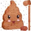Sratte Poop Piata Bundle 16 Inches Tall Funny Poop Emoticon Piata with Blindfold and Bat and Confetti for Birthday Happy Party Decorations Kids Birthday Supplies Party Favors view 1
