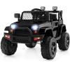 Costzon Ride on Car, 12V Battery Powered Truck Vehicle with Remote Control, Spring Suspension, Headlights, Music, Horn, MP3, USB & Aux Port, Gift for Boys Girls, Electric Car for Kids (Black) view 1