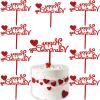 10Pcs Happy Valentine's Day Cake Topper Acrylic Cake Topper Red Valentines Day Cupcake Topper Heart Shaped Cake Picks Cake Accessories for Wedding Valentine's Day Gifts Cake Decoration Party (Red) view 1