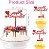 10Pcs Happy Valentine's Day Cake Topper Acrylic Cake Topper Red Valentines Day Cupcake Topper Heart Shaped Cake Picks Cake Accessories for Wedding Valentine's Day Gifts Cake Decoration Party (Red) view 4