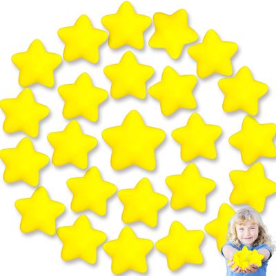 24pcs Star Stress Balls, Mini Foam Squeeze Balls, Yellow Anxiety Relief Toys for School Rewards, Carnival Prizes, Party Favors, Hand Exercise