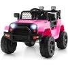 Costzon Ride on Car, 12V Battery Powered Truck Vehicle with Remote Control, Spring Suspension, Headlights, Music, Horn, MP3, USB & Aux Port, Gift for Boys Girls, Electric Car for Kids (Pink) view 1