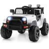 Costzon Ride on Car, 12V Battery Powered Truck Vehicle with Remote Control, Spring Suspension, Headlights, Music, Horn, MP3, USB & Aux Port, Gift for Boys Girls, Electric Car for Kids (White) view 1