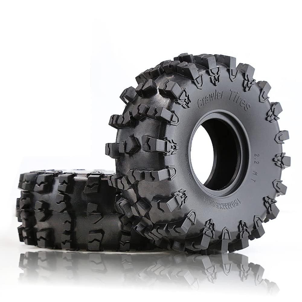 WLYEJEA 2PCS 2.2" RC Rubber Tires 150mm Crawler Tire with Foam Inserts Compatibale for 1/10 RC Crawler Axial SCX10 RR10 90053 AX10 Wraith 90056 90046