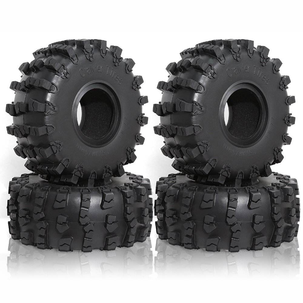 WLYEJEA 4PCS 2.2" RC Rubber Tires 150mm Crawler Tire with Foam Inserts Compatibale for 1/10 RC Crawler Axial SCX10 RR10 90053 AX10 Wraith 90056 90045