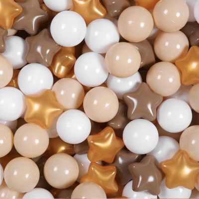 Realhaha Ball Pit Balls 100 PCS, Star Shapes for Babies Kids Playpen Plastic Balls for Babies Ball Pool Puppy Playballs, Gold Coffee