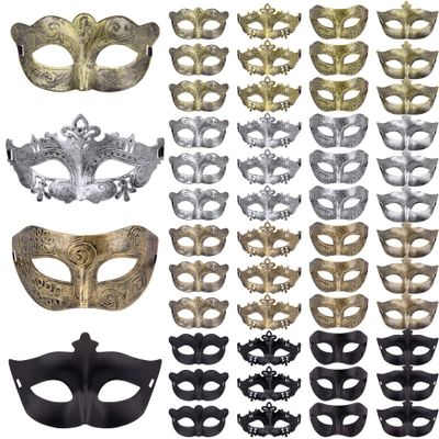 FEQO 48 Pieces Masquerade Masks Venetian Vintage Antique Masks Masquerade Eye Mask for Festival Canival Mardi Gras Party