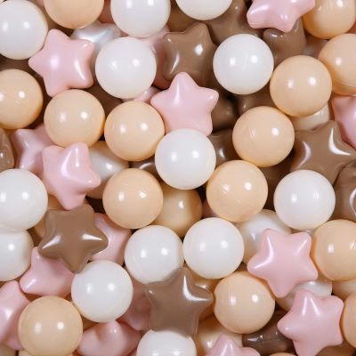 Realhaha Ball Pit Balls 100 PCS, Star Shapes for Babies Kids Playpen Plastic Balls for Babies Ball Pool Puppy Playballs, Pink Coffee