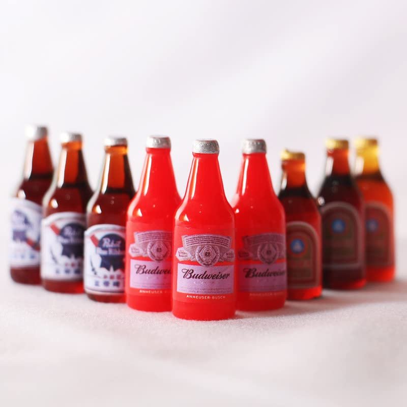 SXFSE Dollhouse Decoration Accessories, 1:12 Dollhouse Simulation 9 Pcs Mini Simulation Beer Bottle Wine Bottle Miniature Food Toy Mold
